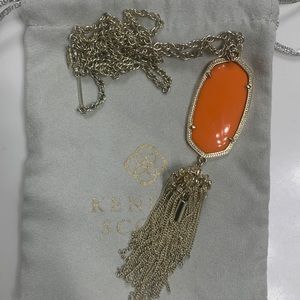 Kendra Scott Raine Long Pendant in Orange/Gold
